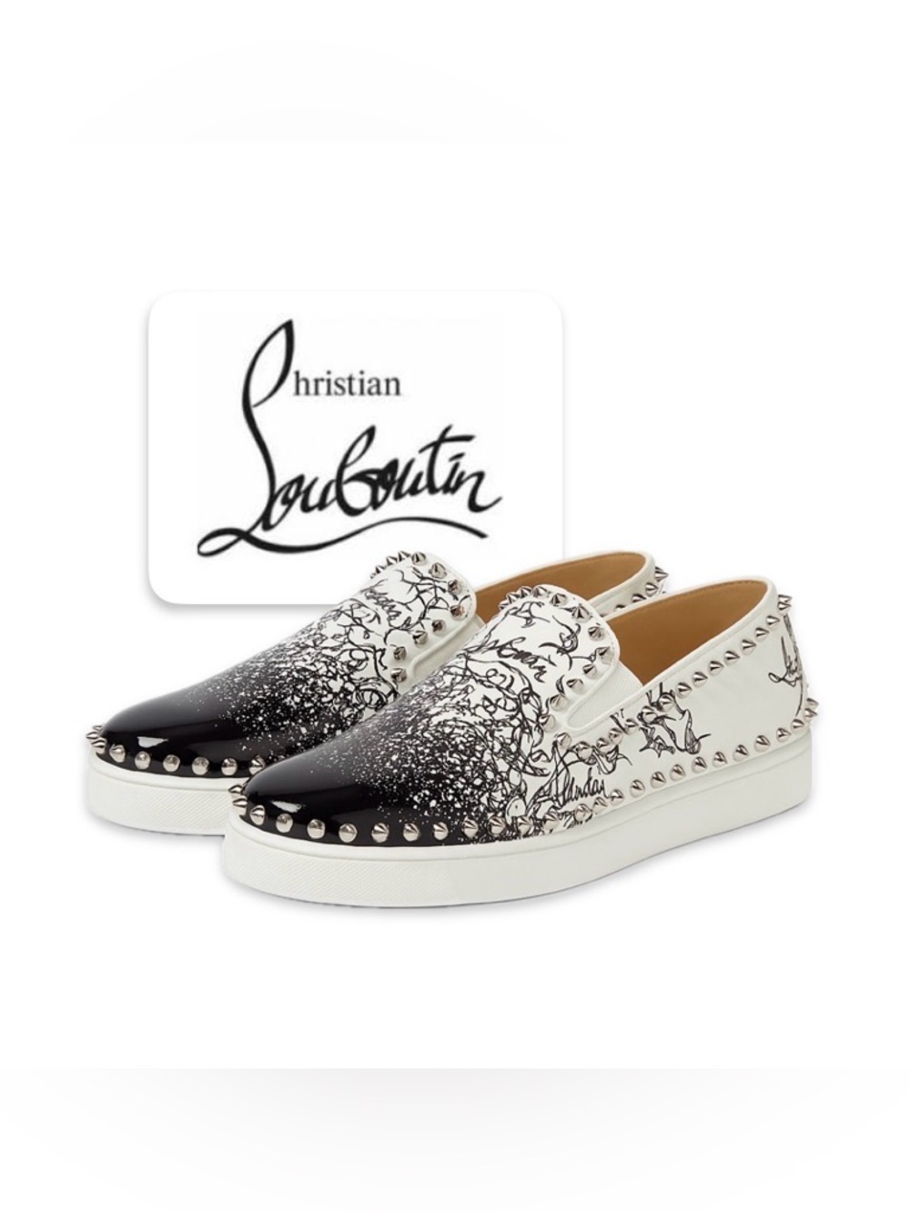 EUC [Christian Louboutin] Pik Boat Patent Spikes Slip-On LTD Men’s US 7 / EU 40 - Picture 2 of 12